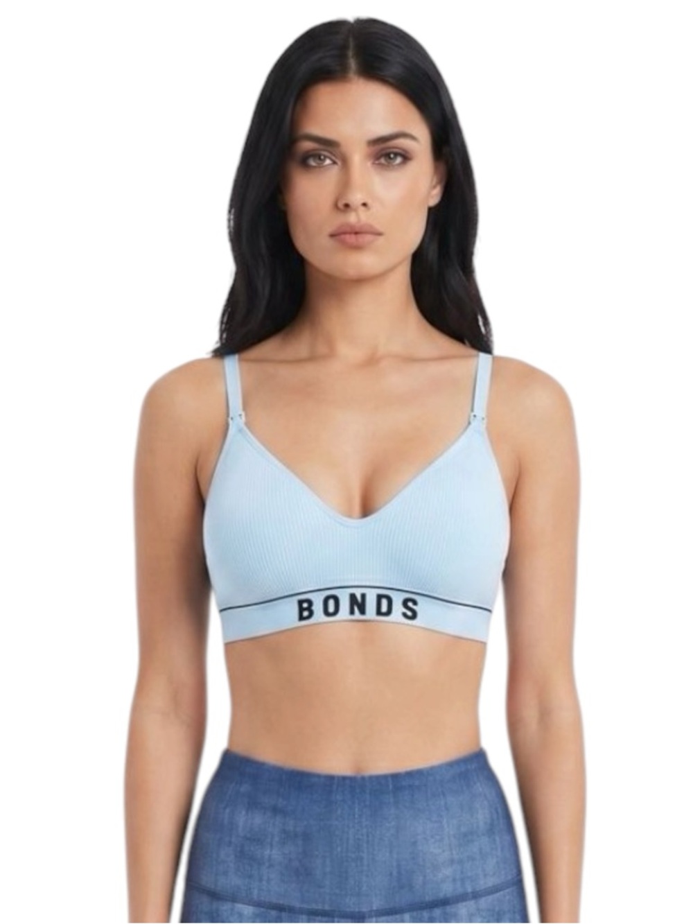 BONDS L baby blue retro ribbed triangle bralette